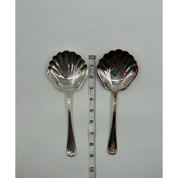Gorham Heritage Silver Plated Serving Spoons Set of Two Vintage Shell Spoons - Picture 11 of 11